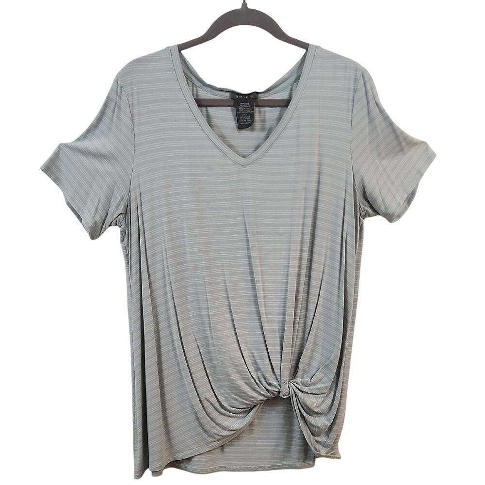 Matty M Womens Striped V Neck Twist Front Tunic Top Size L
